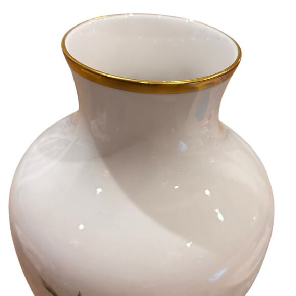 Vintage Handcrafted Edward Marshall Boehm Tranquility Vase Doves Floral Gold Rim - Picture 7 of 11